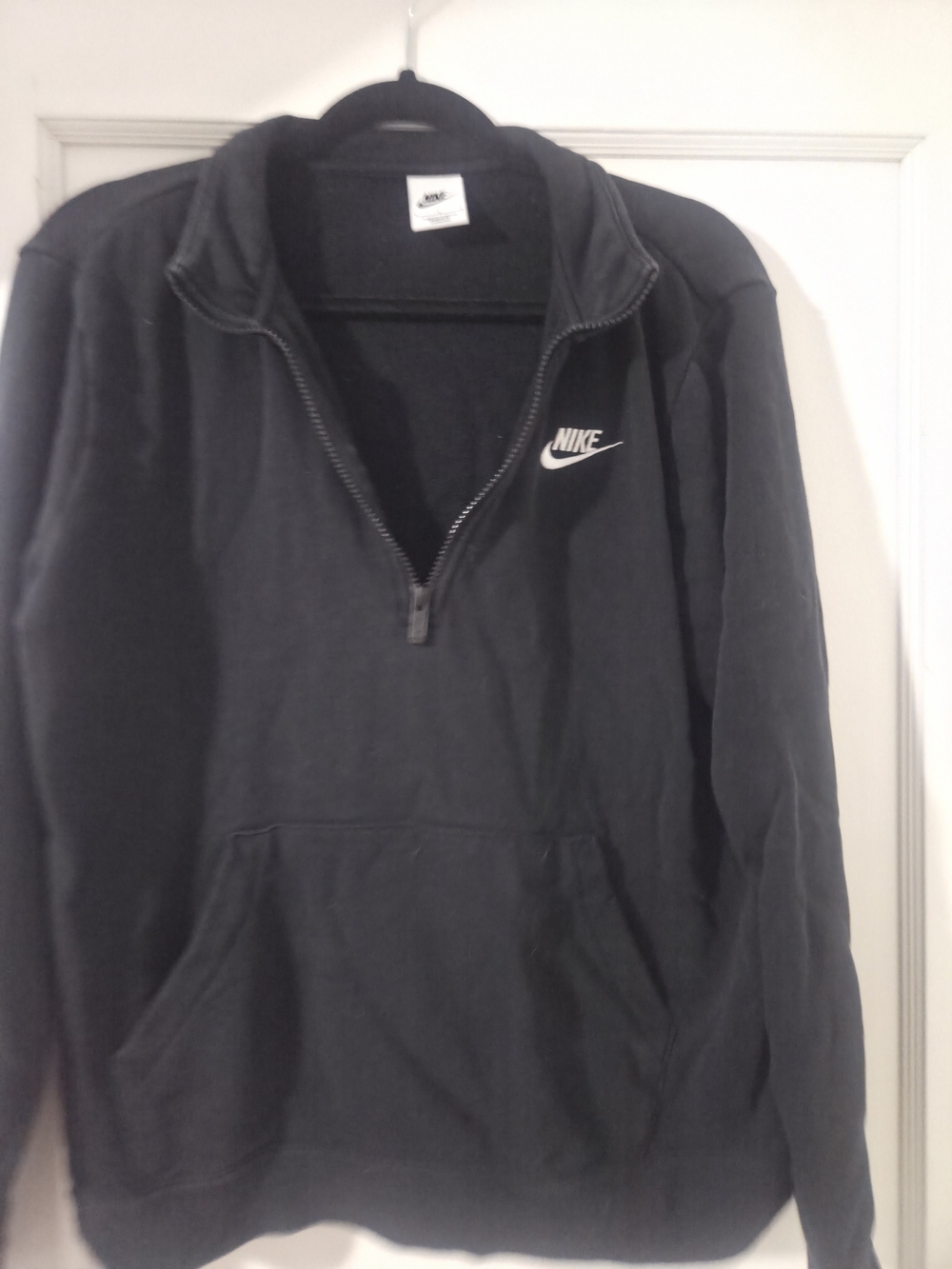 Nike Black Half-Zip Pullover with White Swoosh Logo